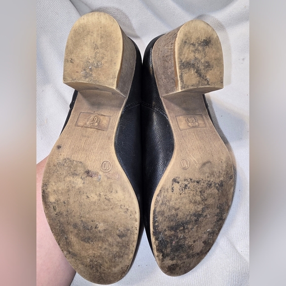 Vintage Route 66 Black Faux Leather Y2K Boho Western Bootie Boots Block Heels 10 - Picture 5 of 9